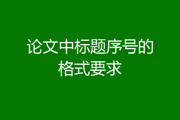 论文中标题序号的格式要求