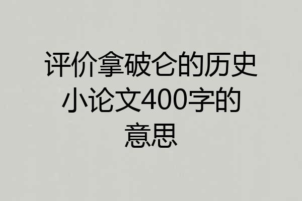 评价拿破仑的历史小论文400字的意思