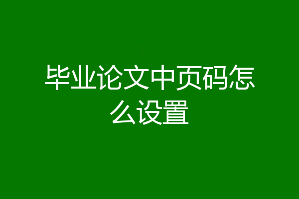 毕业论文中页码怎么设置
