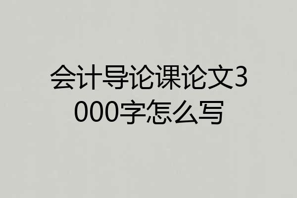 会计导论课论文3000字怎么写