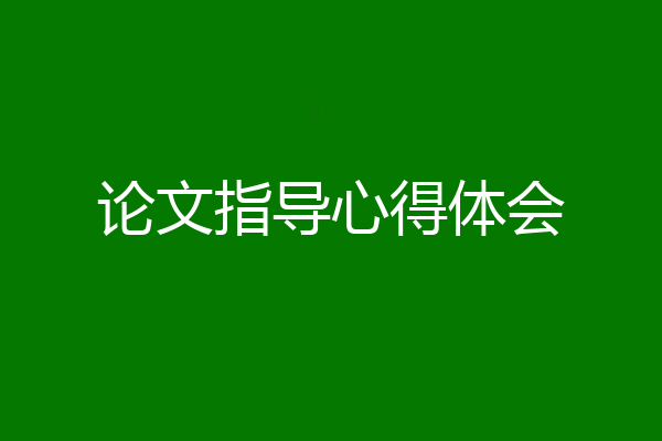 论文指导心得体会