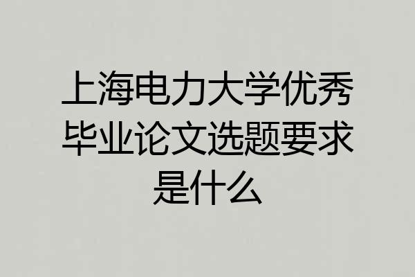 上海电力大学优秀毕业论文选题要求是什么