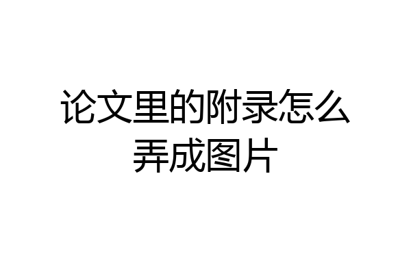 论文里的附录怎么弄成图片