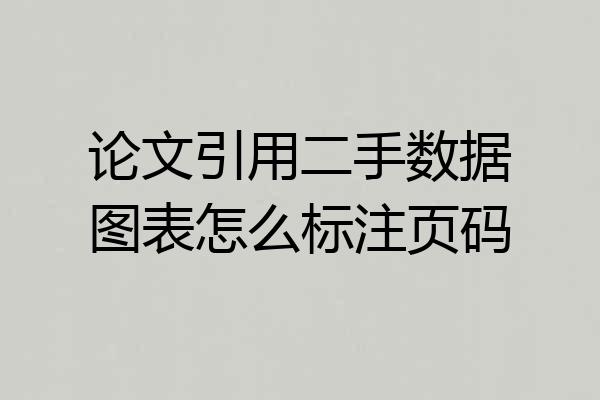 论文引用二手数据图表怎么标注页码
