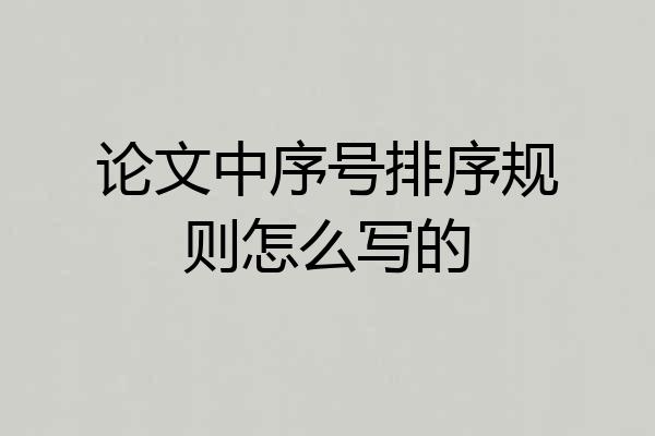 论文中序号排序规则怎么写的