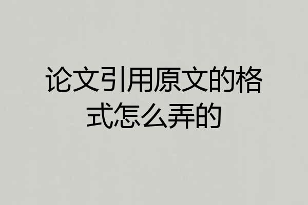 论文引用原文的格式怎么弄的
