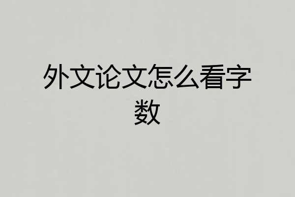 外文论文怎么看字数