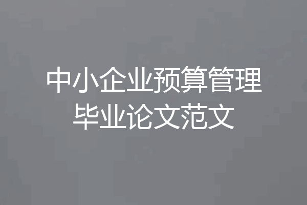 中小企业预算管理毕业论文范文