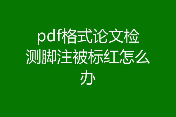 pdf格式论文检测脚注被标红怎么办