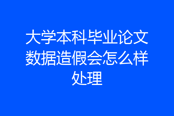 大学本科毕业论文数据造假会怎么样处理