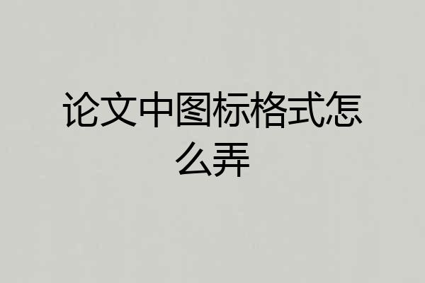论文中图标格式怎么弄