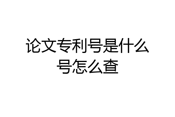 论文专利号是什么号怎么查