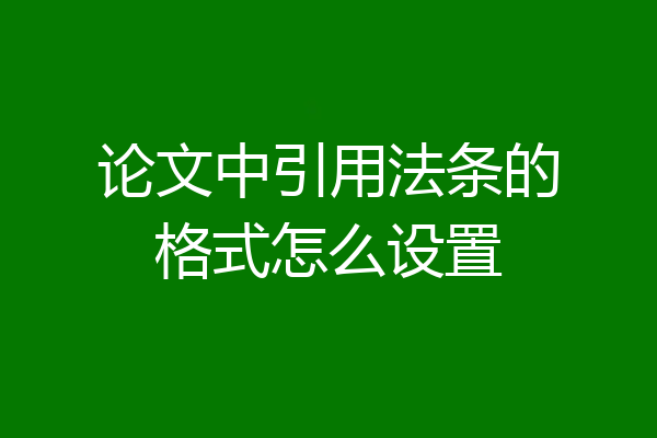论文中引用法条的格式怎么设置
