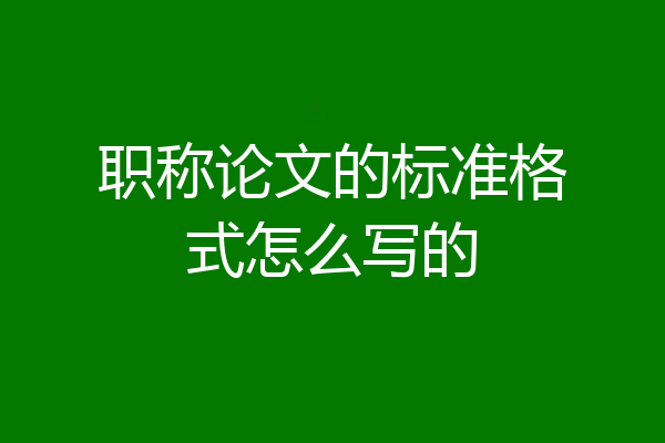职称论文的标准格式怎么写的