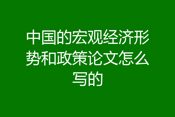中国的宏观经济形势和政策论文怎么写的