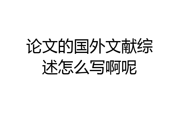 论文的国外文献综述怎么写啊呢