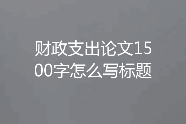 财政支出论文1500字怎么写标题