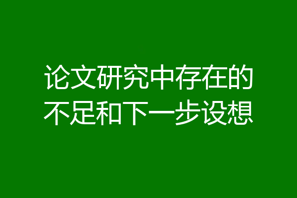 论文研究中存在的不足和下一步设想