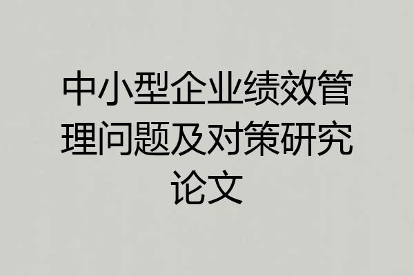 中小型企业绩效管理问题及对策研究论文