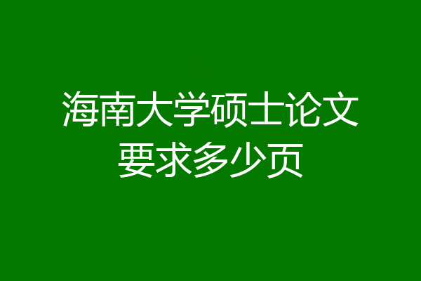 海南大学硕士论文要求多少页