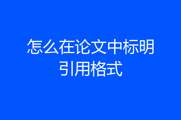 怎么在论文中标明引用格式