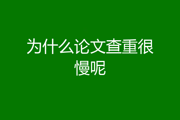 为什么论文查重很慢呢