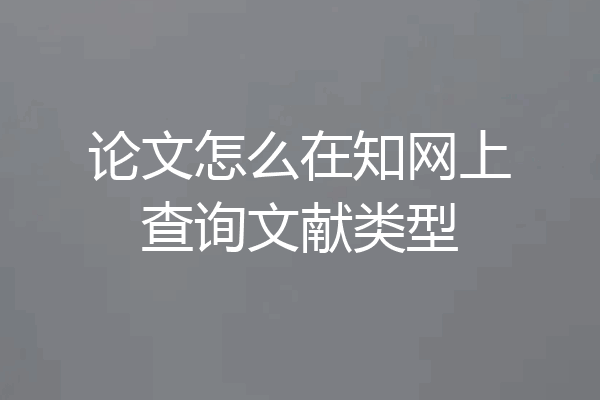 论文怎么在知网上查询文献类型