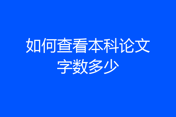 如何查看本科论文字数多少