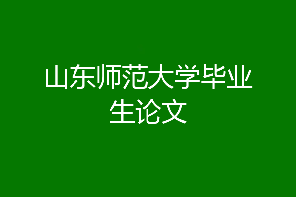 山东师范大学毕业生论文