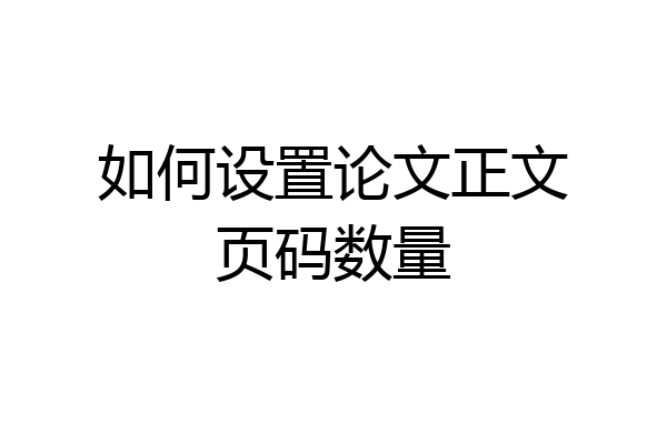 如何设置论文正文页码数量