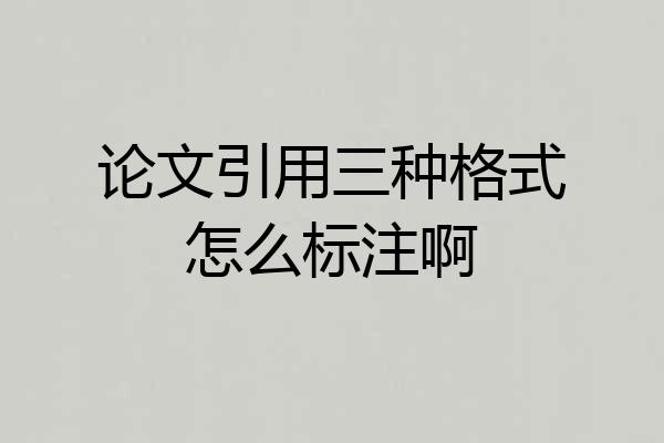 论文引用三种格式怎么标注啊