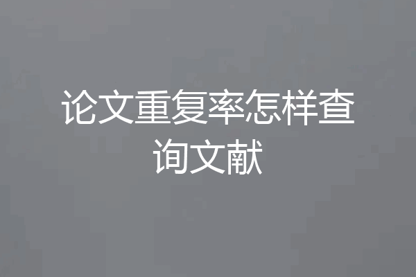 论文重复率怎样查询文献