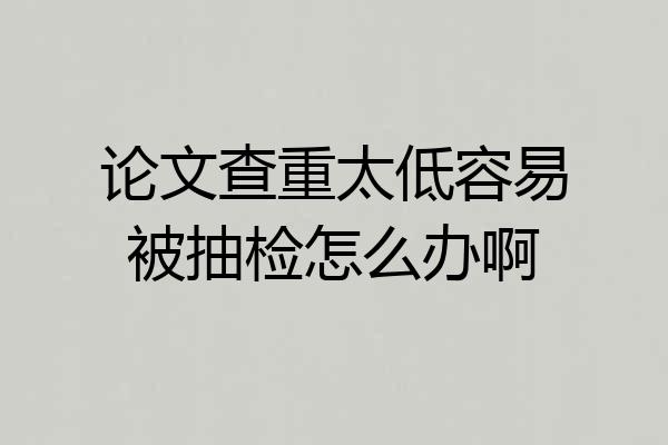 论文查重太低容易被抽检怎么办啊
