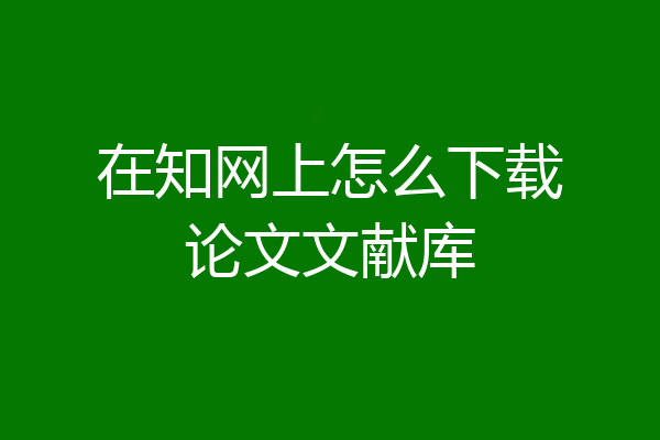 在知网上怎么下载论文文献库