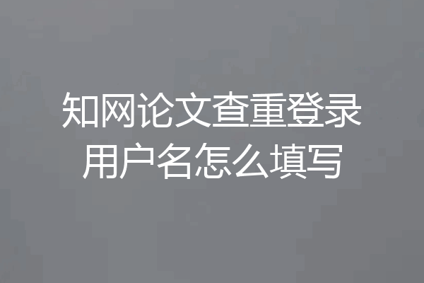 知网论文查重登录用户名怎么填写
