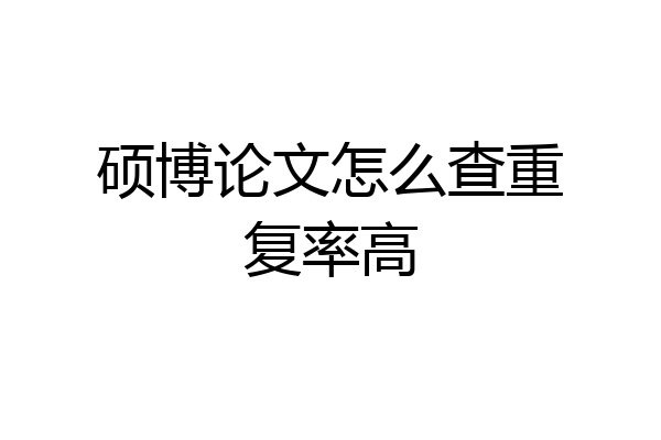 硕博论文怎么查重复率高