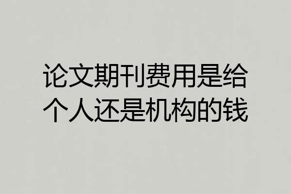 论文期刊费用是给个人还是机构的钱