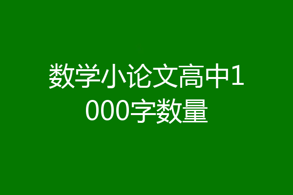 数学小论文高中1000字数量