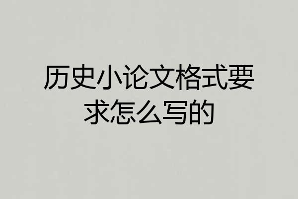 历史小论文格式要求怎么写的