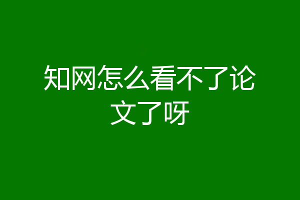 知网怎么看不了论文了呀