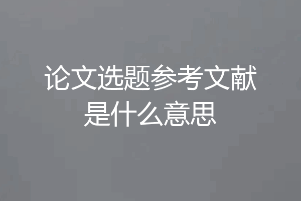 论文选题参考文献是什么意思