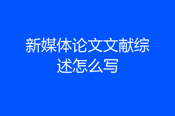 新媒体论文文献综述怎么写