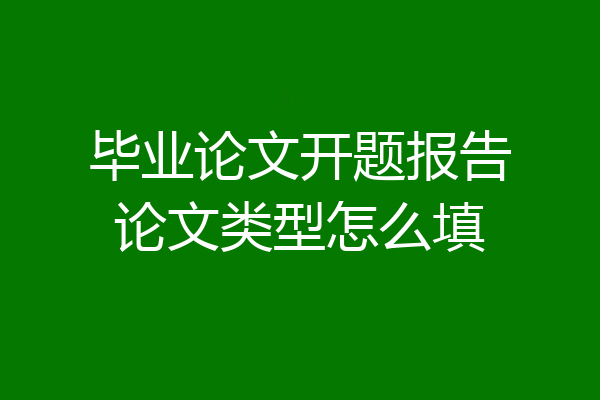 毕业论文开题报告论文类型怎么填