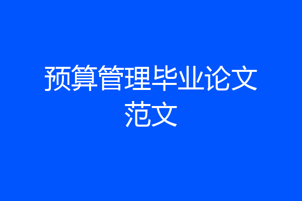 预算管理毕业论文范文