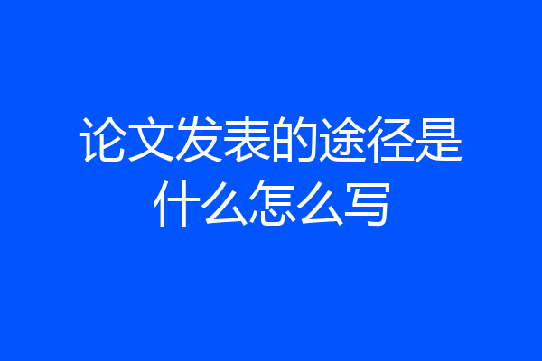 论文发表的途径是什么怎么写