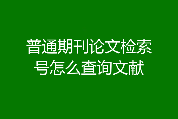 普通期刊论文检索号怎么查询文献