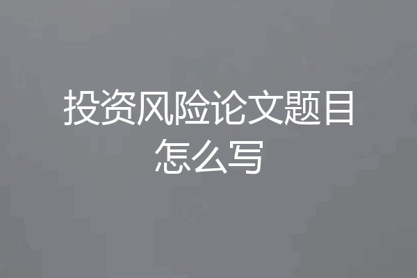 投资风险论文题目怎么写