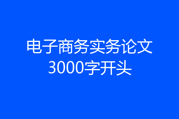 电子商务实务论文3000字开头