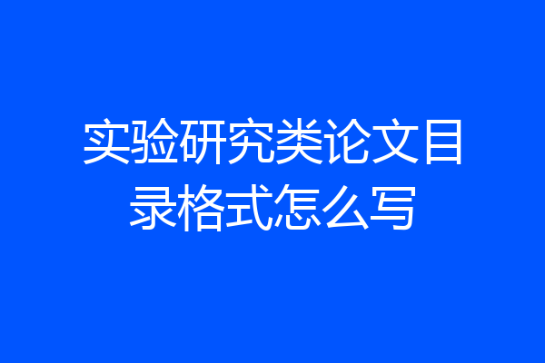 实验研究类论文目录格式怎么写