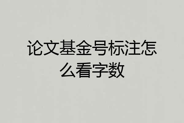 论文基金号标注怎么看字数